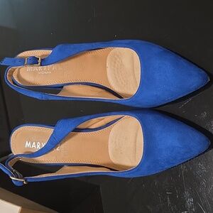 Spanish Maripaz Blue Slingback Heels Size 8